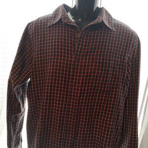 Men's M Chaps Black and Red plaid Button Down Shirt